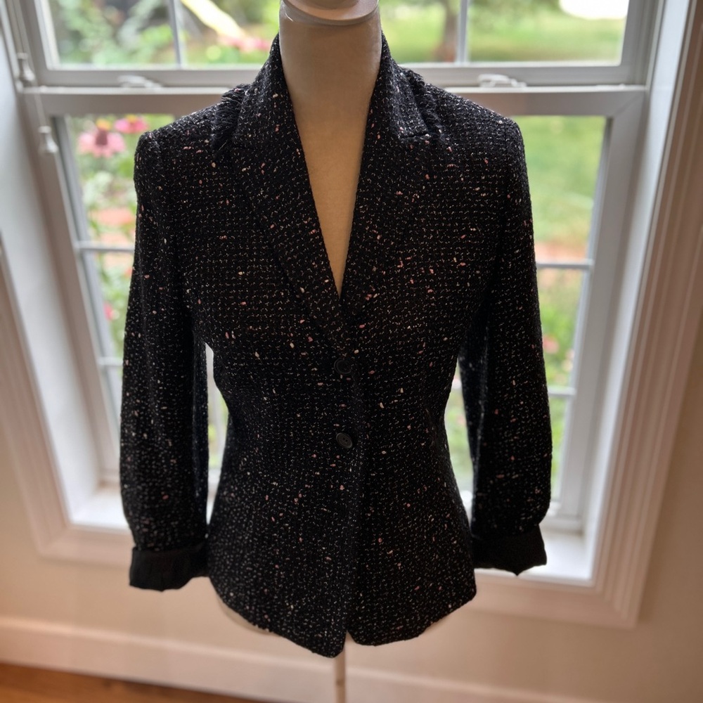 Fringe collar button up blazer